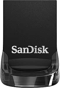 SanDisk Ultra Fit USB 3.2 Flash Sürücü 128GB (Dizüstü Bilgisayarlar, Oyun Konsolları ve Araç Ses Sistemleri için, Tak ve Kalın, 400MB/s Okuma, RescuePRO Deluxe Yazılımı), Siyah