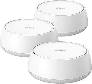 TP-Link Deco BE25(3-pack), BE3600 Mbps, 2× 2.5 Gbps Portlar, AI Destekli Çoklu İşlem Kabiliyeti, 150 Cihaza Kadar Bağlanılabilirlik, VPN, WPA3, Dual-Band Wi-Fi 7 Mesh Sistemi