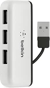 Belkin 4 USB-A Girişli HUB, USB 2.0, Seyahat Boy, Siyah