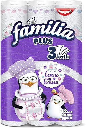 Papia Familia Plus 3 Katlı Love My Home 12’li Desenli Kağıt Havlu (1 x 12 Rulo)