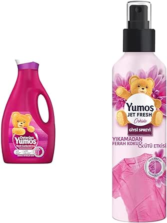 Yumoş Sıvı Bakım Çamaşır Deterjanı Renkli Giysiler, 2520 ml(1) Yumoş JetFresh Giysi Spreyi Orkide 200 ml(2)