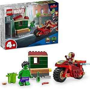 LEGO | Marvel Motosikletli Iron Man ve Hulk 76287-4 Yaş ve Üzeri Süper Kahraman Sevenler İçin Avengers Minifigürleri İçeren Yaratıcı Oyuncak Yapım Seti (68 Parça)