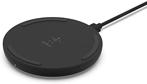 Belkin Kablosuz BoostCharge Elektrik Fişsiz Şarj Pedi, 10 W (iPhone 15, 15 Pro, 15 Pro Max, 15 Plus ve eski modeller, Samsung, Google vs.) Siyah