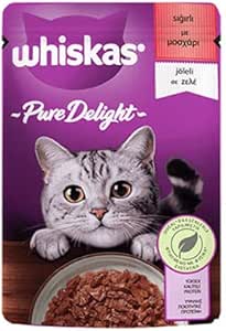 🚨 Whiskas Pouch Pure Delight Jöle İçinde Sığır Etli Yetişkin Kedi Konservesi 85 Gr Tekli Paket