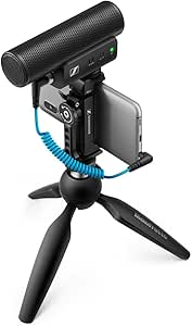 Sennheiser Profesyonel MKE 400 + Mobil Kiti, Akıllı Telefon Kelepçeli ve Manfrotto PIXI Mini Tripod, 509257