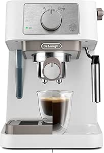 De’Longhi Manuel kahve makinesi Stilosa EC260.W, 15 bar basınç, Cappuccino sistemi, otomatik kapanma, ESE pedler ile uyumlu, 2 katlı kap, kapasite 1L, beyaz