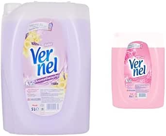 Vernel Çamaşır Yumuşatıcısı Aromatherapy Relax, 5 Litre, 50 Yıkama ve Vernel Gülün Büyüsü Çamaşır Yumuşatıcısı, 5L