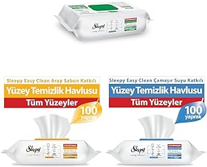 Sleepy Easy Clean 3’lü Beyaz Sabun & Çamaşır Suyu & Arap Sabunu Katkılı Yüzey Temizlik Havlusu