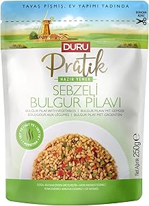 Duru Pratik Hazır Yemek – Sebzeli Bulgur Pilavı 250g, Doğal ve Katkısız | Hızlı ve Lezzetli
