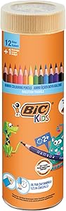 BIC Kids Evolution Üçgen Jumbo Boya Kalemi 13’lü Metal Tüp, Üçgen Tasarım, Kıymık Oluşturmaz, Çiğnemeye Karşı Dayanıklı