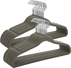 SONGMICS Kadife Elbise Askısı, 30’lu Set, Askı, Ceket Askısı, 41,5 cm Genişliğinde, Elbise Askısı, Ince, 360° Dönebilen Kanca, Mont, Gömlek ve Takım Elbise İçin, Gri, Crf26V