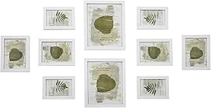 SONGMICS 10 fotoğraf çerçevesinden oluşan resim çerçevesi seti – 2 adet 20 x 25 cm, 4 adet 13 x 18 cm ve 4 adet 10 x 15 cm ahşap bordür beyaz RPF310W