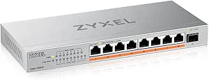 Zyxel 8-Port PoE 2.5G Multi-Gig Unmanaged Switch | 8 x PoE++ (60W) ile @ 100W | 1 x 10G SFP+ | Masaüstü veya Duvar Montajı [XMG-108HP]