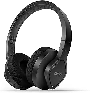Philips TAA4216BK/00 Kulak üstü spor kulaklık kablosuz, 40 mm sürücü, 35 saat çalma süresi, IP55 toz/su koruması, soğutucu kulak kapakları, yıkanabilir kulaklık yastıkları