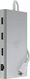 Razer USB-C Dock – HDMI, Gigabit Ethernet, 3,5 mm ses bağlantı noktası, USB-A ve -C ile 11 bağlantı noktası, Windows ve Mac ile uyumlu (4K ile ekran çıkışı, 7.1 surround ses) Mercury