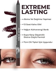 ALIX AVIEN Uzun Süre Kalıcı Suya Dayanıklı Akma, Dağılma Yapmayan Kahverengi Göz Kalemi – Extreme Eggplant