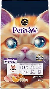 Petiva Yavru Kediler İçin Balık Etli Kuru Kedi Maması (1.5 Kg, Balık)