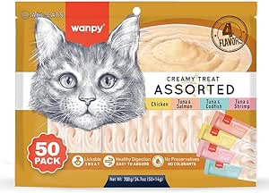 Wanpy Karışık Dört Lezzetli Krema Kedi Ödülü, 50×14 Gram