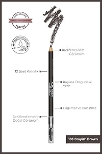ALIX AVIEN Fırçalı Yumuşak Uçlu Belirginleştirici Kahverengi Kaş Kalemi-eyebrow Expert Powdery Liner 105 Gray