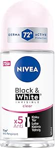 NIVEA Kadın Roll On Deodorant Black & White Invisible Clear 72 Saat Anti-Perspirant Koruma (50 ml)