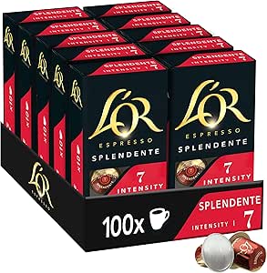 L’OR Splendente, Core Collection, Yoğunluk 7, Turunçgil ve Fındık Notaları Espresso Kapsülleri, 10×10 Adet, 07 Splendente