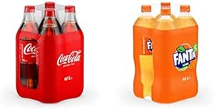 Coca-Cola Orijinal Tat ve Fanta Portakal Aromalı Gazoz, Pet, 1 Litre, 4+4 Adet