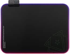 Vertux SwiftPad-L, oyun fare altlığı, düz kayma, mikro dokulu kumaş yüzey büyük (32,8 x 20 cm), dikişli kenarlı, kaymaz taban, 13 RGB LED modu