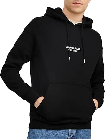 JACK %26 JONES Erkek Jorvesterbro Sweat Hood Noos Sweatshirt, Black, XL