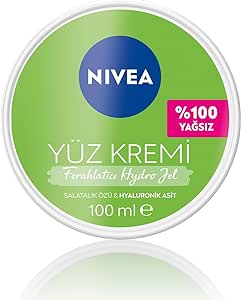 NIVEA Ferahlatıcı Hydro Nemlendirici Yüz Kremi 100 ml, Yağlı Ciltler İçin, Makyaj Bazı, 24 Saat Cilt Nemlendirici, Yağlı His Bırakmayan Formül