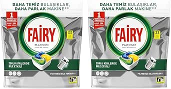 Fairy Platinum Bulaşık Makinesi Deterjanı Kapsülü 33 Yıkama Limon Kokulu 2li paket