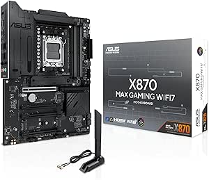ASUS X870 MAX GAMING WIFI7 AMD X870 AM5 DDR5 8000 HDMI 2xUSB4 3x M2 USB3.2 WiFi 7 + BT AURA RGB 5Gbit LAN ATX 12+2+1 Güç Aşamaları, Çift USB4, 3xM.2 slot, Advanced AI PC-Ready