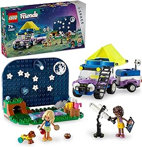 LEGO Friends Yıldız Gözlemleme Kamp Aracı 42603-7 Yaş ve Üzeri Kız ve Erkek Çocuklar için Nova ve Aliya Mini Bebekleri ile Köpek ve Kirpi Hayvan Figürleri İçeren 4×4 Araba Oyuncağı (364 Parça)