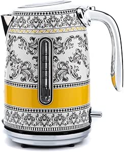 Berghoff Gem Royal Margery 1.7 Litre Sarı Siyah Desenli Su Isıtıcısı