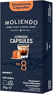 Moliendo Finest Coffee Kapsül No:8 Nespresso Uyumlu Alüminyum Kapsül 10 Adet