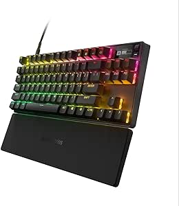 SteelSeries Apex Pro TKL Mekanik Gaming Klavye, Değiştirilebilir Aktivasyon Noktaları, OLED Ekran, RGB, PBT Tuş Başlıkları, USB-C İngilizce QWERTY