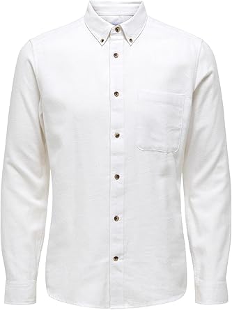 Only %26 Sons, Erkek, ONSGUDMUND SLIM 1-PKT SOLID SHIRT NOOS, Gömlek, Antique White, L