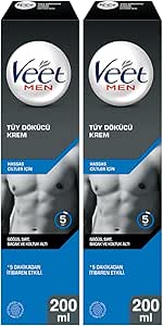 Veet Tüy Dökücü Krem Erkeklere Özel, Hassas Cilt (2 x 200 ml)