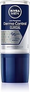 NIVEA MEN Erkek Roll on Deodorant Derma Control Clinical 50 ml,96 saat üstün koruma,Anti-perspirant,C Vitamini,Ekstra Kuruluk