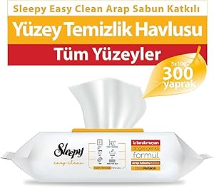 Sleepy Easy Clean Arap Sabunu Katkılı Yüzey Temizlik Havlusu&Mendili 3×100 (300 Yaprak)