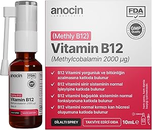 anocin Methyl Cobalamin B12 Sprey 1000 mcg 2000 ug 10 ml