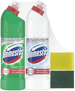 Domestos Çamaşır Suyu Dağ Esintisi 750 ml x1 + Çamaşır Suyu Kar Beyazı 750 ml x1 + 2’li Sünger