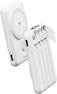 SHAZA 10.000 Mah Kendinden Kablolu Magsafe Taşınabilir Şarj Cihazı Beyaz