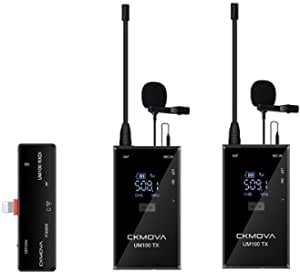 CKMOVA UM100 Kit-6 Ultra Kompakt İphone IOS için 1 Alıcı 2 vericili UHF Kablosuz Yaka Mikrofon Seti