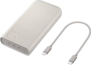 Samsung 20000 mAh 45 Watt Powerbank, Hızlı Şarj, PD 2.0, 3 Çıkışlı, Kablo Dahil, Bej, 2024 Model