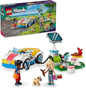 LEGO Friends Elektrikli Araba ve Şarj İstasyonu 42609-6 Yaş ve Üzeri Çocuklar için Zac ve Nova Minifigürü İçeren Yaratıcı Oyuncak Yapım Seti (170 Parça)