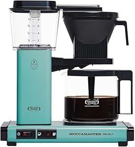 Moccamaster Select Filtre Kahve Makinesi Cam Potlu, 1.25 L Kapasite, Turkuaz, 1520W