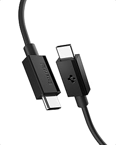 Spigen USB-C to USB-C 2 Metre Kablo 60W Güç/PPS 2.0 Super Hızlı Şarj / 480 Mbps Data Aktarım Hızı Type-C Ekstra Dayanıklı Black – ACA08720