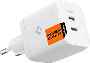 Spigen 45W USB-C 2 Port Mini Hızlı Şarj Aleti Samsung PPS 2.0 / Isı Düşürücü GaN Destekli Akım Korumalı Güç Adaptörü iPhone %26 Android %26 iPad %26 MacBook Type-C – ACH03717