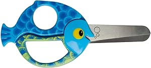 Fiskars Çocuk hayvan makası balık motifli sağ ve sol elini kullananlar için, mavi, uzunluk 13 cm