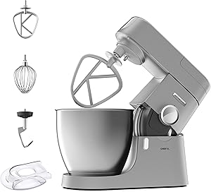 Kenwood Chef XL Mutfak Şefi Silver KVL4100S – 1200 Watt, 6,7 Litre, Stand Mikser, Hamut Yoğurma Makinesi, Sıçrama Önleyici Kapak, 3 Hazne içi Aparatı (K-Çırpıcı, Balon Çırpıcı, Hamur Kancası)